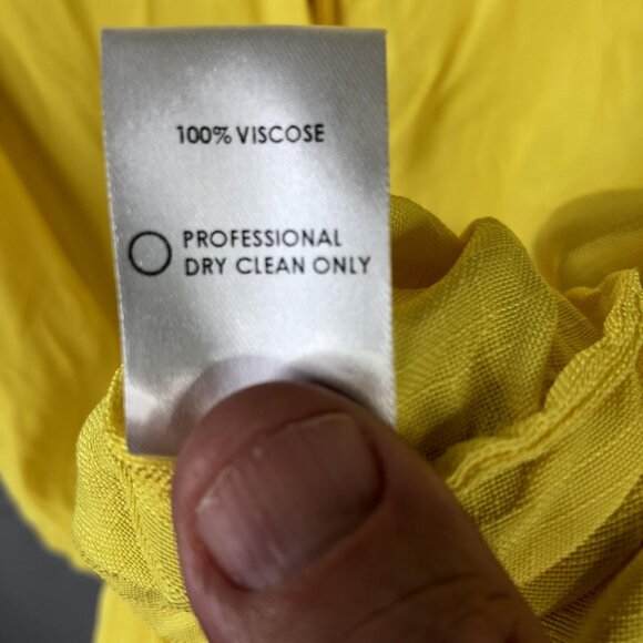 Rosie Assoulin Shirt Womens Medium Yellow Tie Front Short Sleeve 100% Viscose NY - Picture 7 of 16